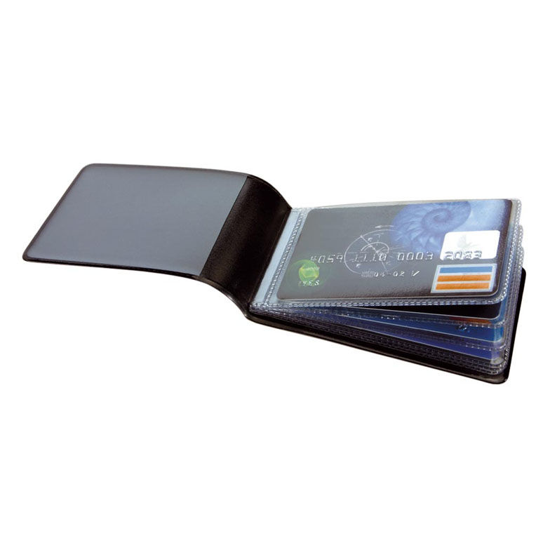 Etui pour cartes de crédit noir avec 6 poches transparentes